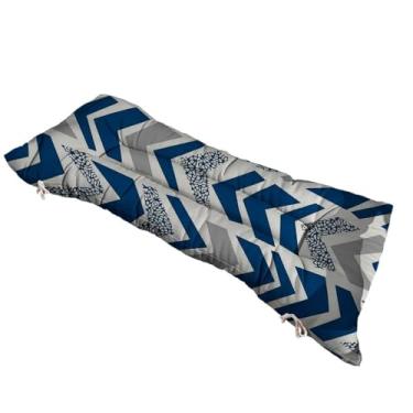 Imagem de Almofada Futon 120 cm x 40 cm para cadeira e banco estampada - Varias Estampas - Futon grande Moderna(geomerico azul)