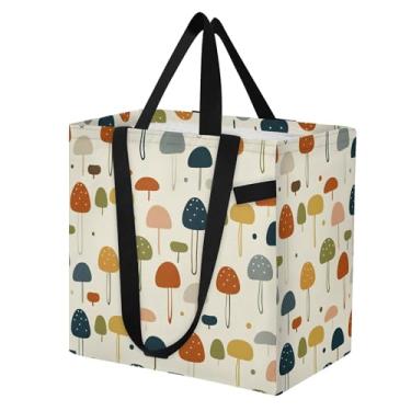 Imagem de SEHANY Sacola de compras reutilizável de cogumelo herb com alças reforçadas, bolsa de compras de lona dobrável à prova d'água de grande capacidade para viagem, cozinha, praia