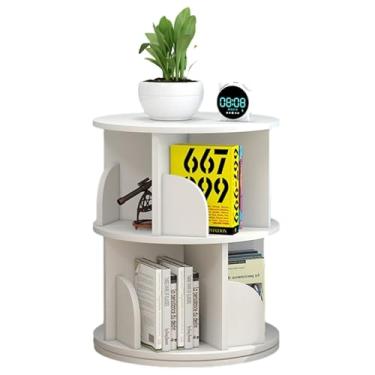 Imagem de Prateleira giratória de 360 prateleiras empilháveis organizador de prateleira de livros para quarto, sala de estar, sala de estudo (cor: branco, tamanho: 40 * 66 cm)