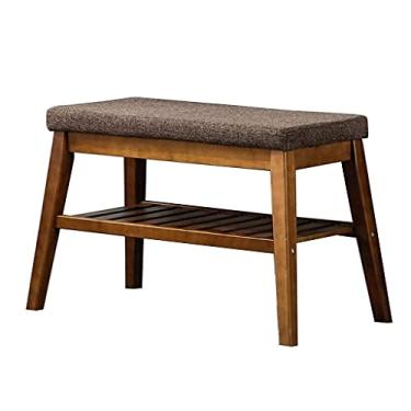 Imagem de Sapateira simples sapateira assento estofado rack de armazenamento economia de espaço quarto entrada sala de estar corredor marrom sapatos organizador várias camadas (tamanho: 92 cm) ()