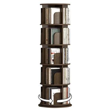 Imagem de Torre de estante rotativa, suporte de armazenamento de estante de chão com tela 360 de 4/5 camadas, estante de canto para espaço pequeno, estante rotativa (cor: 5 camadas, tamanho: 51 cm)