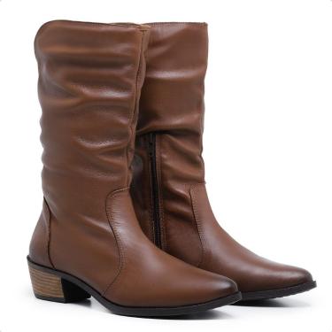 Imagem de Bota Feminina Cano Alto Sanfonada Couro Original 3900 Julia-Feminino