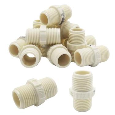 Imagem de Kit 50 Nipel Rosqueável de 1/2" PVC Conexão para Irrigação - Amanco