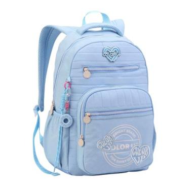 Imagem de Mochila De Costas Color Up Meninas Juvenil Escolar Glitter Cor:Céu - S