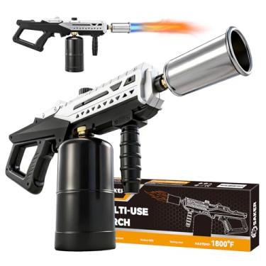 Imagem de Saker Poderosa pistola de tocha de propano, lanterna de chama ajustável para churrasco, churrasqueira, fogueira, bife queimado, cozinhar, isqueiro de carvão, ideia de presente de acampamento (tanque