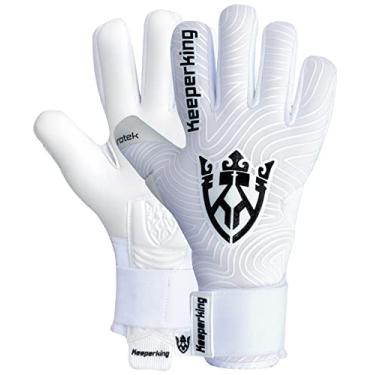 Imagem de Keeperking Luvas de goleiro para adultos luvas de futebol masculinas costura interna aderência profissional 4 mm assento fixo unissex jonior (11, branco preto e negativo corte)