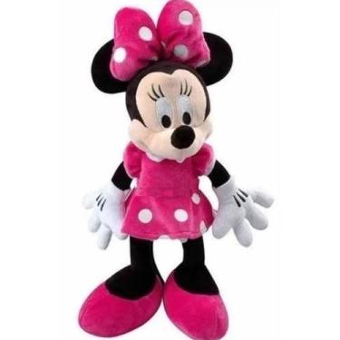 Imagem de Boneca de Pelúcia Minnie Laço Rosa Vermelha Mickey Disney, Rosa