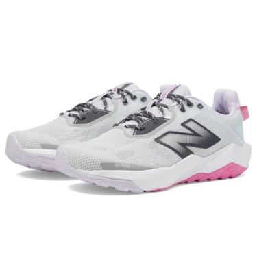 Imagem de New Balance Tênis de corrida unissex Dynasoft Nitrel V6 infantil com cadarço, Cinza/rosa real/azul pedreira, 4 Wide Big Kid