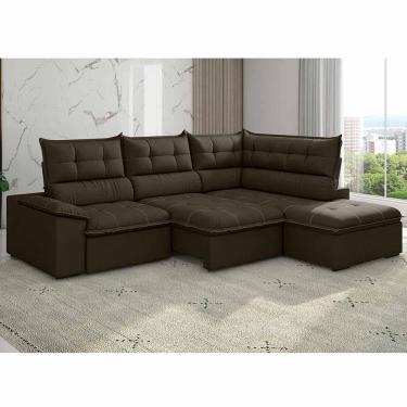 Imagem de Sofá De Canto Retrátil E Reclinável 5 Lugares Boston Besthouse Marrom