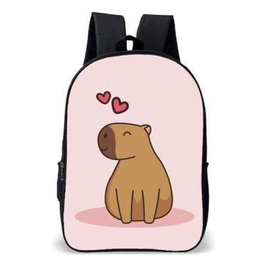 Imagem de Mochila Infantil Escolar Simples Tema Capivara Rosa Cute - Use Nerd, 4