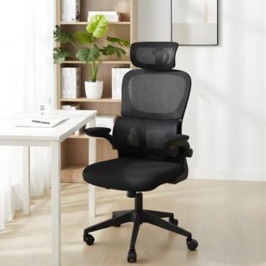 Imagem de Cadeira Ergonômica VMSTARK com Encosto Ajustável, Apoio de Braço Rebatível, Assento Macio, Malha Respirável e Rodízios – Suporta até 200kg, Ideal para Escritório e Home Office