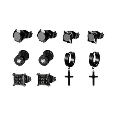 Imagem de Brincos Masculinos De Aço Inoxidável Com Zircônia Cúbica, 1-5 Pares, J