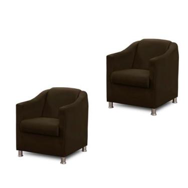 Imagem de Kit 2 Poltronas Decorativas Tilla Consultorio Recepção Sala Marrom - P