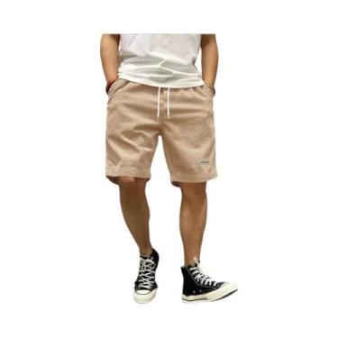 Imagem de Shorts De Basquete Masculinos De Verão Em Corduroy, Cintura Elástica, 