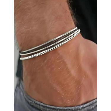 Imagem de Conjunto De Pulseiras Masculinas De Aço Inoxidável Multicamadas Com Co