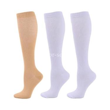 Imagem de Meias De Compressão Unissex, 3 Pares, Circulação Sanguínea, Corrida, A