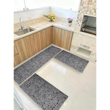 Imagem de Kit 3 peças Jogo Cozinha Passadeira Emborrachada Não Derrapa - De Cora