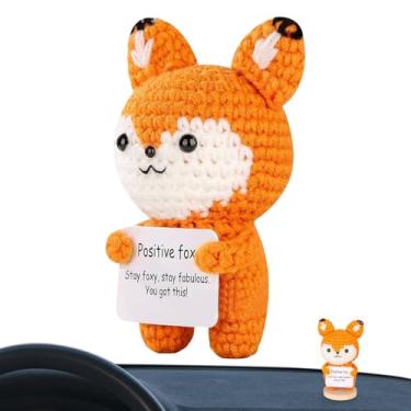 Imagem de Decoração de mesa de animais engraçados | Crochê de animais pequenos positivos - Boneca de crochê para alívio do estresse para homens e mulheres amantes