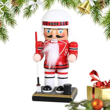 Imagem de Bonecos quebra-nozes, jogador de futebol de beisebol, quebra-nozes de 15 cm, estatuetas colecionáveis para lareira e cornija de livros, mesa de centro de mesa, decoração de Natal