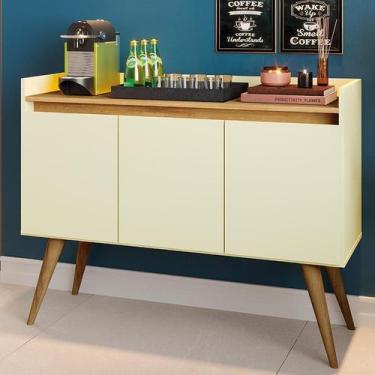 Imagem de Aparador Buffet Sala Gold 3 Portas com Pés de Madeira Maciça - MOVEIS 