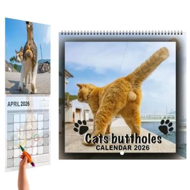 Imagem de Calendário de bola de gato 2026, planejador de parede de 12 meses, calendário de parede engraçado de gato 2026, ferramenta de agendamento, organizador de planejamento familiar para geladeira, mesa