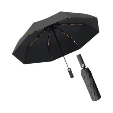 Imagem de Guarda-chuva Automático Preto Dobrável Para Proteção Contra Sol E Chuv