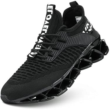 Imagem de Tênis de corrida masculino Blade Tennis Walking Fashion Tênis respirável antiderrapante academia esportes trabalho, Preto completo, 38