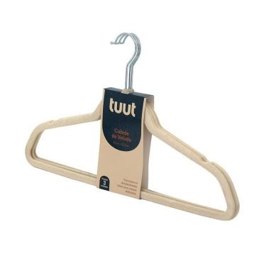 Imagem de Kit 3 Cabides Veludo Antideslizante Para Roupas Delicadas 45cm - Tuut