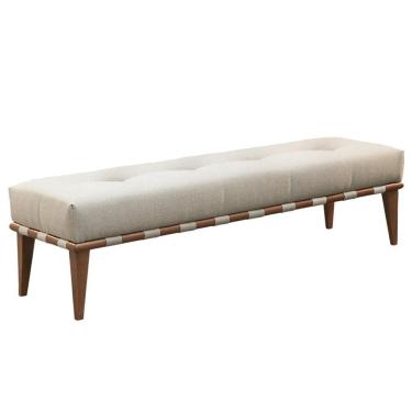 Imagem de Recamier Valentin Luxo Madeira Maciça Castellar Móbile Linho Bege Claro