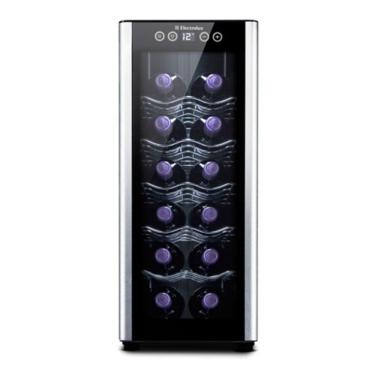 Imagem de Adega de Vinho Climatizada Electrolux 12 garrafas Uma Porta Preto com Acabamento em Alumínio Escovado ACB12 Bivolt