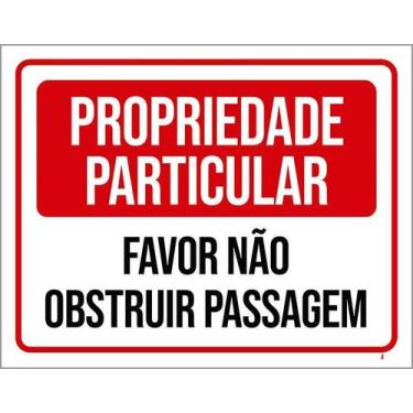 Imagem de Kit 3 Placa Acm Propriedade Particular Passagem 18X23 Branco - Sinaliz