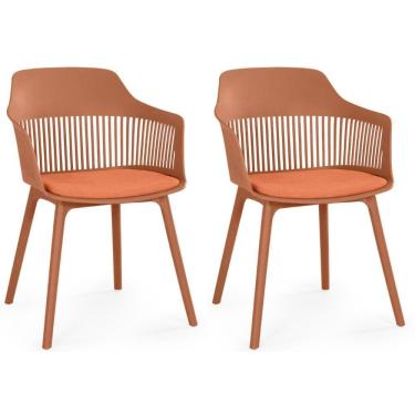 Imagem de Kit 2 Cadeiras De Jantar Estofada Marcela - Marrom