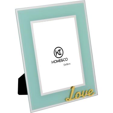 Imagem de Porta-Retratos Vidro Azul 13X18 Home&Co Milos 25X20X,5Cm