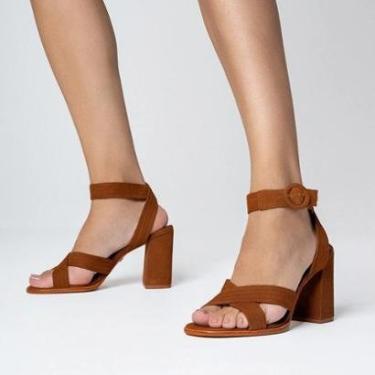 Imagem de Sandália Infinite Salto Bloco em Couro Nobuck Saddle / Marrom Carrano-Feminino