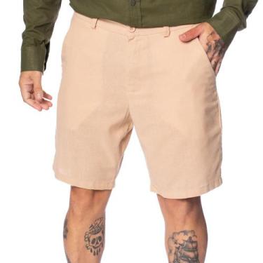 Imagem de Bermuda Masculina Max Denim Linho Cintura Média Bege - Lojas Radan, Be