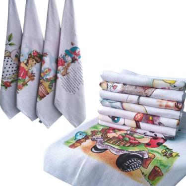 Imagem de Pano De Prato Gigante Estampado 90x68cm- Kit Com 10 Um