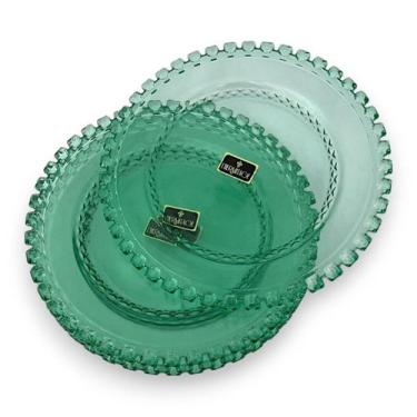 Imagem de Jogo 6 Pratos de Sobremesa Cristal Diamante 19cm Verde Menta - Lhermit