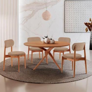 Imagem de Sala de Jantar Mesa Ballare 120cm Tampo Redondo com 4 Cadeiras Ballare