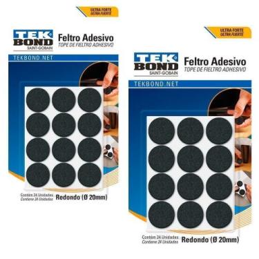 Imagem de Kit 48 Feltro Protetor Adesivo Pé Sofá Cadeira Mesa Tekbond Preto, Pre