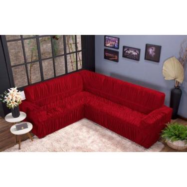 Imagem de Capa Para Sofá De Canto 6 Lugares em L Malha Com Elástico Diversas Cor