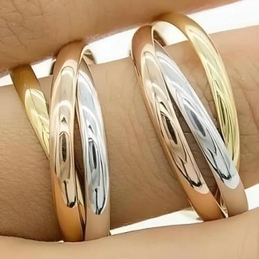 Imagem de Aliança Clássica Ouro 18k Amarelo, Branco E Rose Trinity - Nbrujoier, 