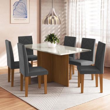 Imagem de Mesa Jantar 6 Lugares Denver Freijo/Off White/Grafite - Panorama Móveis