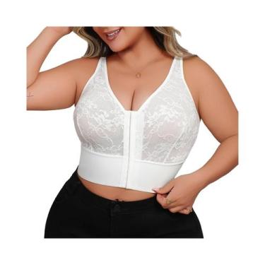 Imagem de Sutiã plus Size Com Decote V Profundo Em Renda Transparente, Com Zíper