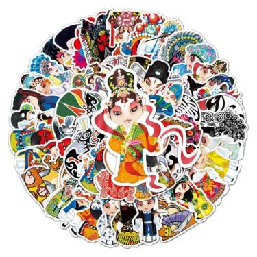 Imagem de Pacote de adesivos Peking Opera Facial Makeup Anime à prova d'água - y