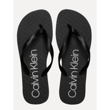 Imagem de Chinelo Calvin Klein Swimwear Silk Basic Logo Preto-Masculino