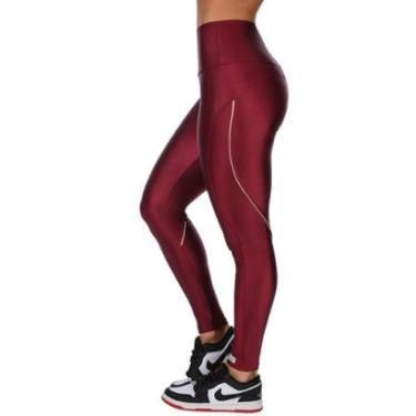 Imagem de Calça Legging Fitness Cós Alto Cirrê Com Recorte e Friso Summer Soul-Feminino
