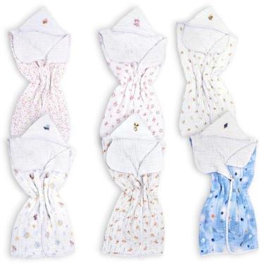 Imagem de Toalhão Banho Bebê Grande Soft Capuz Algodão Bordada Animais - Minasre