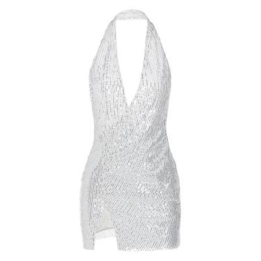Imagem de Vestido MOSSTYUS Sexy Sequin Glitter Party Club branco para mulheres
