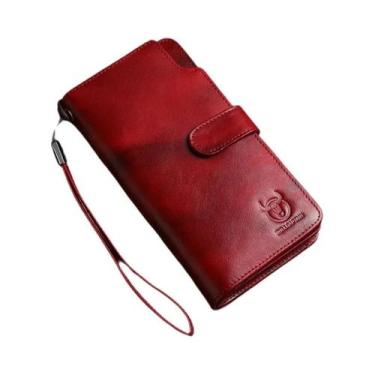 Imagem de Carteira Longa De Couro Masculina, Bolsa Clutch, Porta-Cartões De Créd