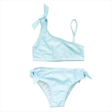 Imagem de Biquini listra azul com laço no ombro 10 anos basic +